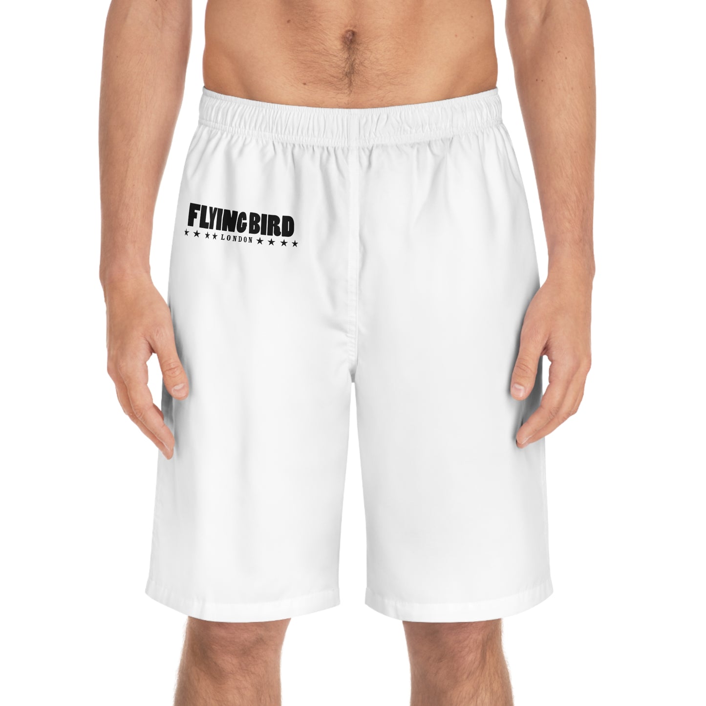 Men's Flying Bird White Board Shorts (AOP)