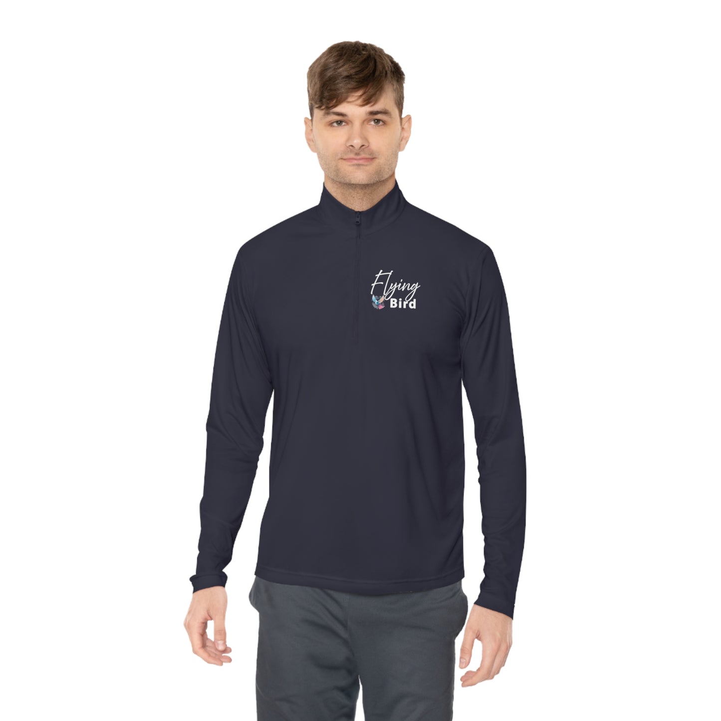 Men's Flying Bird Navy Blue Quarter-Zip Pullover