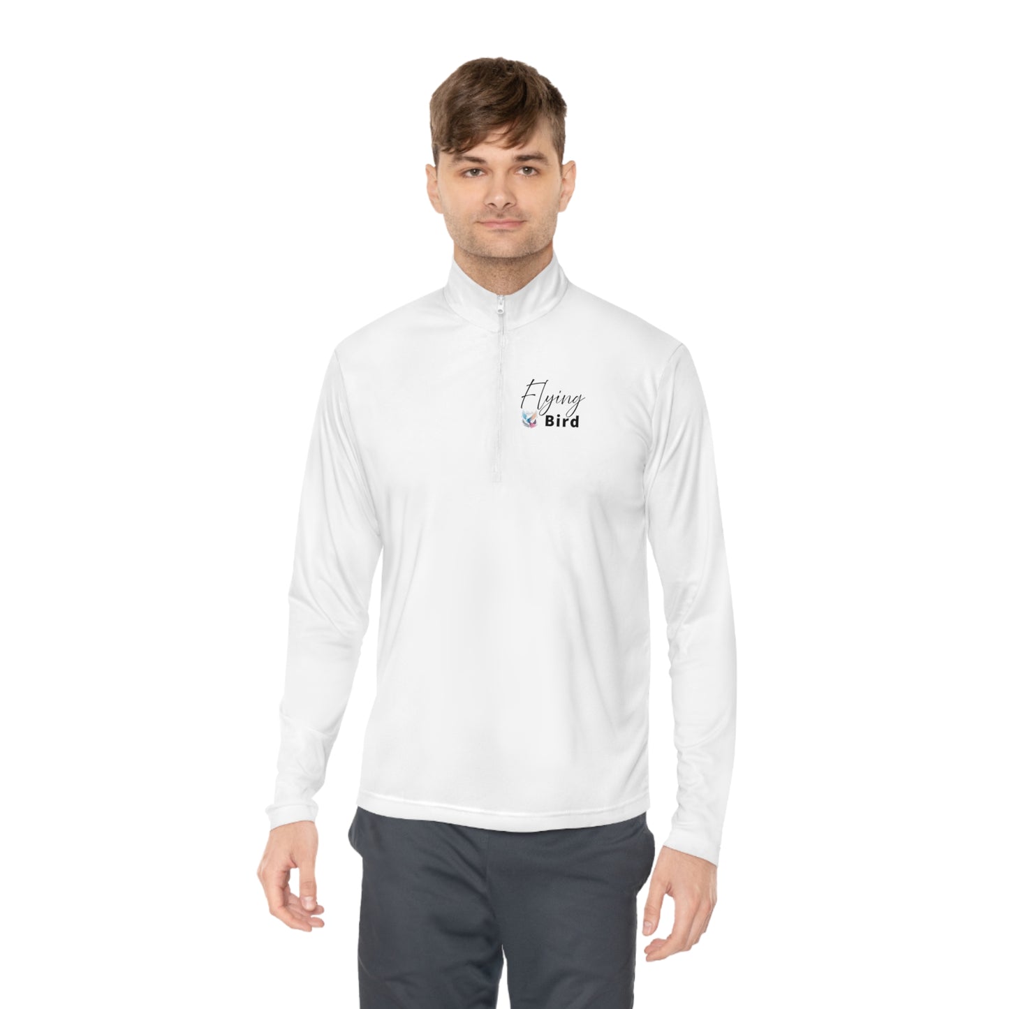 Men's Flying Bird White Quarter-Zip Pullover